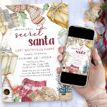 Secret Santa Cosy Christmas Gift Exchange Party Invitation<br><div class="desc">Secret Santa gift exchange party which you can customise with your own rules and instructions. Watercolor design with handwritten title and Scandinavian hygge style, cosy sweater weather gifts. Neutral design in muted shades of red green and gold - perfect for rustic country christmas theme or winter holiday party. Please browse...</div>
