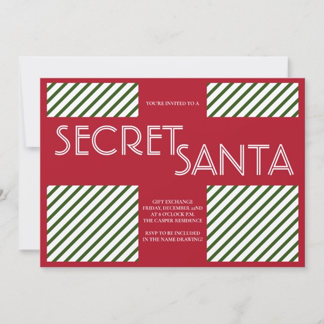 Secret Santa Festive Gift Exchange Christmas Party Invitation (Front)