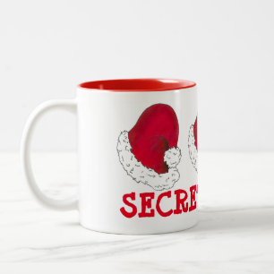 Secret Santa Gift Claus Hat Red Christmas Holiday Two-Tone Coffee Mug