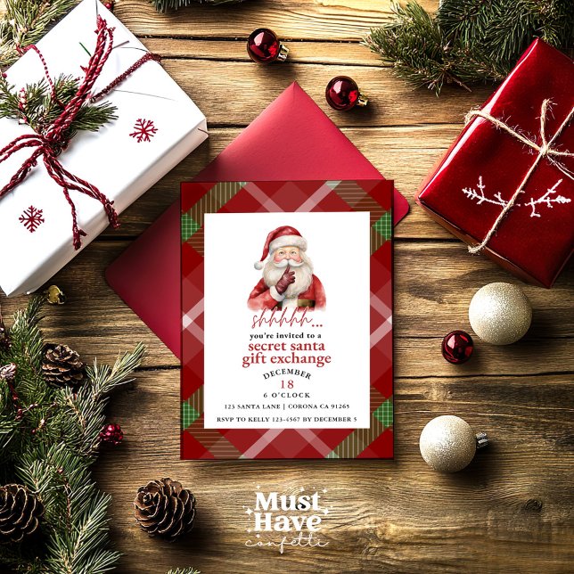 Secret Santa Gift Exchange Christmas Party Holiday Card (Creator Uploaded)