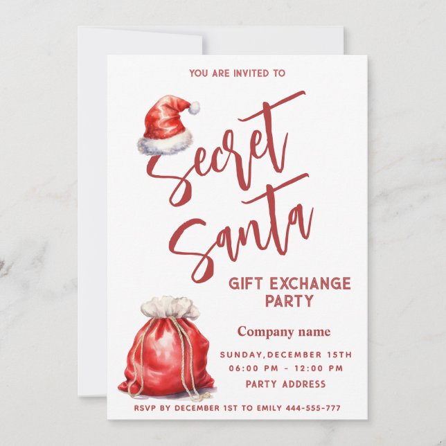 Secret Santa gift exchange Christmas party  Invitation (Front)