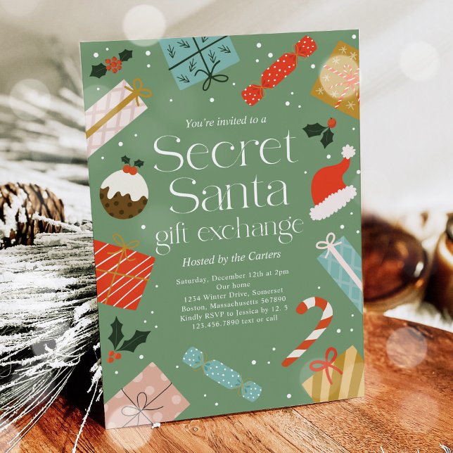 Secret Santa Gift Exchange Holiday Party Invitation (Creator Uploaded)