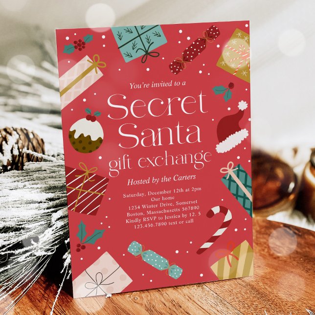Secret Santa Gift Exchange Holiday Party Invitation (Creator Uploaded)