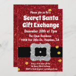 Secret Santa Gift Exchange Invitation<br><div class="desc">Secret Santa Dirty Santa Holiday Christmas Winter Party Glitter Invitation</div>