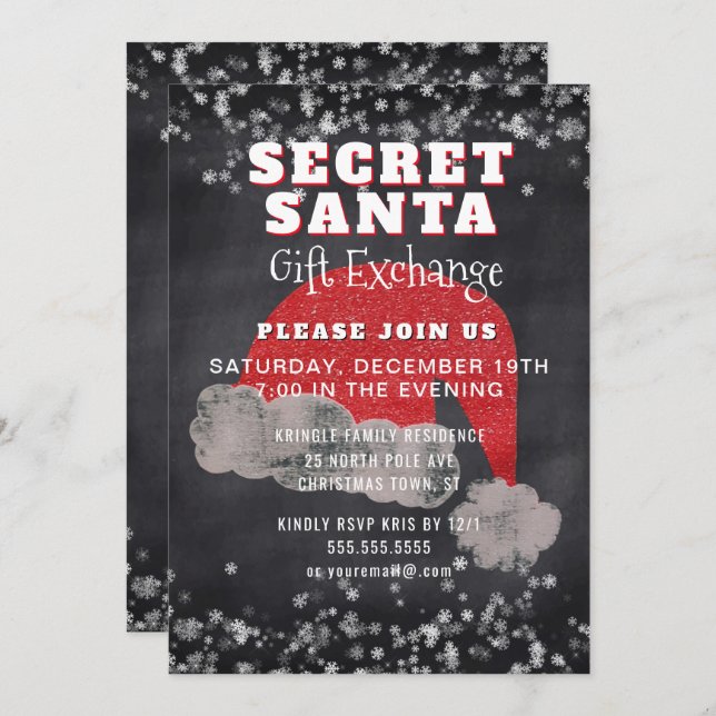 Secret Santa Gift Exchange Party Invitation (Front/Back)