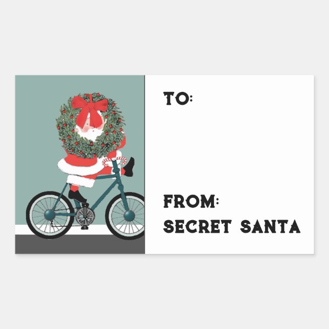 Secret Santa Gift Tag Rectangular Sticker (Front)