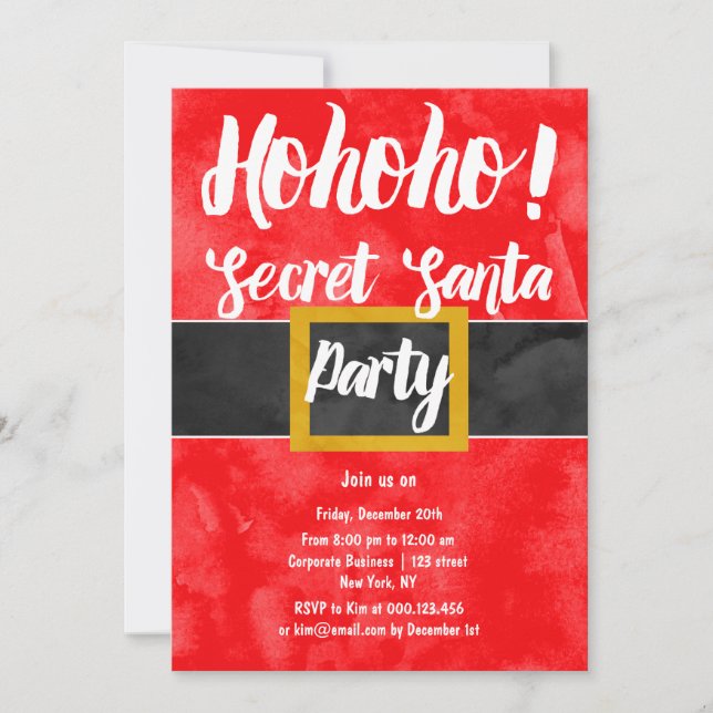 Secret Santa ho ho ho corporate Christmas party Invitation (Front)