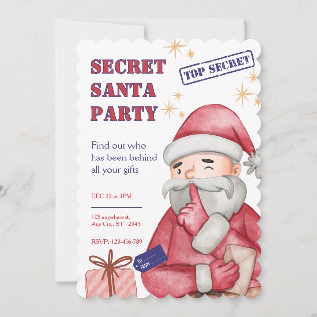 Secret Santa Invitation, Christmas Invitations (Front)