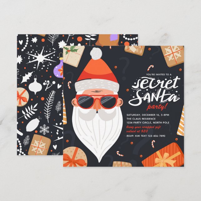 Secret Santa Invitation | Secret Santa Party (Front/Back)