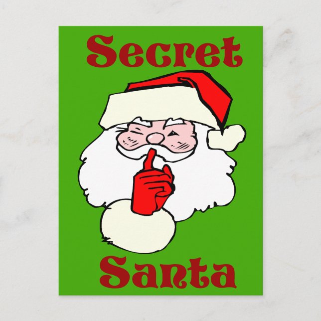 Secret Santa on Christmas Green Holiday Postcard (Front)