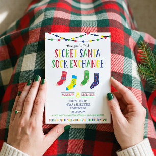 Secret Santa Sock Exchange Sock Swap Holiday Party Invitation
