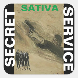 SECRET SERVICE SATIVA SQUARE STICKER
