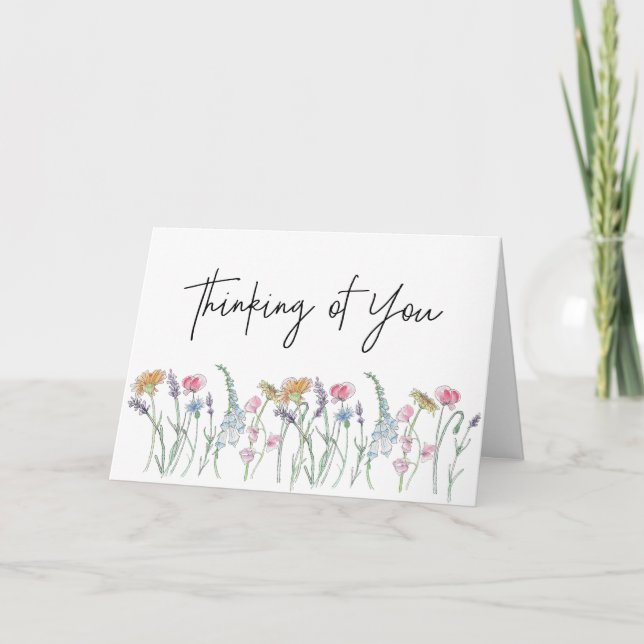 Secret Sister Thinking of you Flowers Thank You Card (Front)