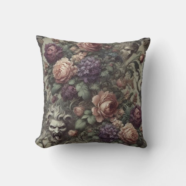 Secret Societies Bloom in Spirals – Gothic  Cushion (Front)