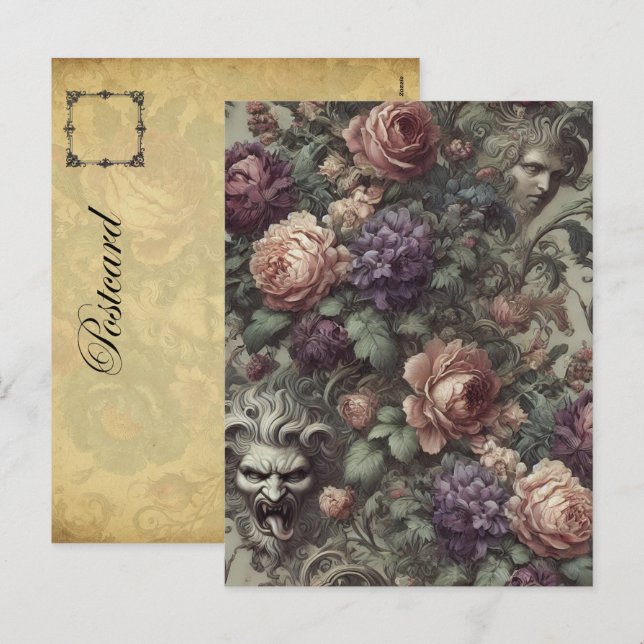 Secret Societies Bloom in Spirals – Gothic  Holiday Postcard (Front/Back)