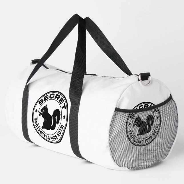 Secret Squirrel Patch "Protecting Your Nuts" Duffle Bag (Right Corner)