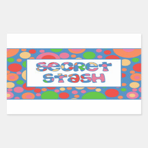 Secret Stash Labels, Bright and Bubbly Pattern Rectangular Sticker