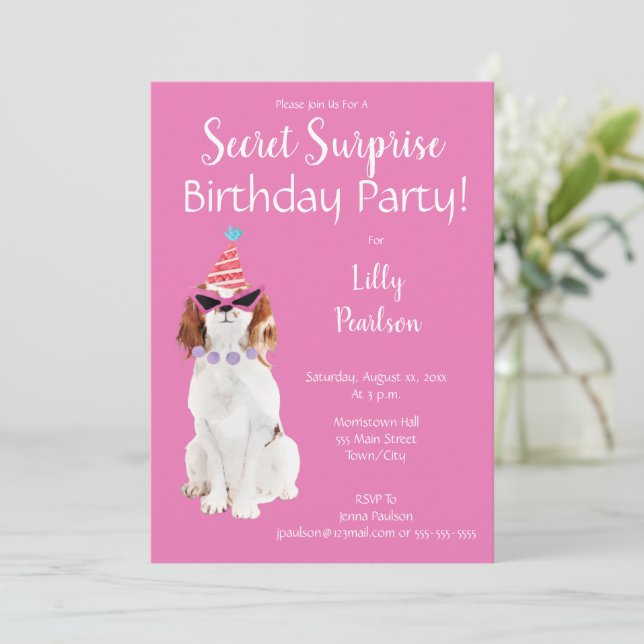 Secret Surprise Birthday Party Funny Invitation (Standing Front)