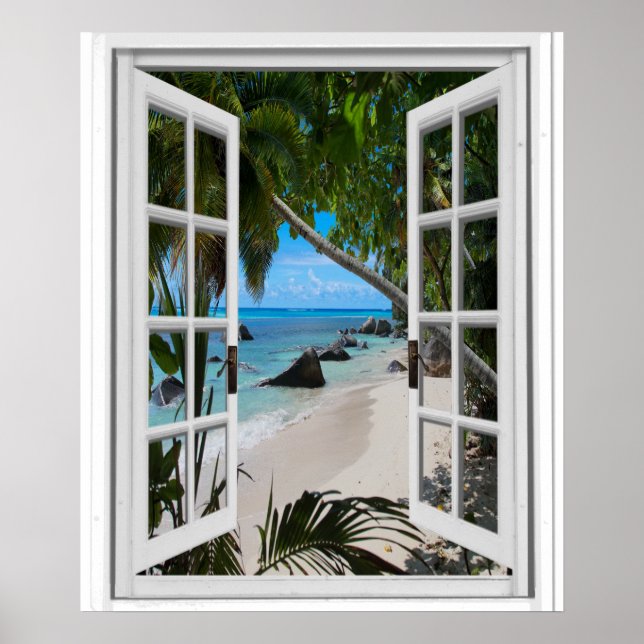 Secret Tropical Beach View Fake Window Poster (Front)