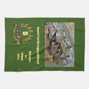 Secret Turtle Lagoon Hideout Photo Monogram Tea Towel