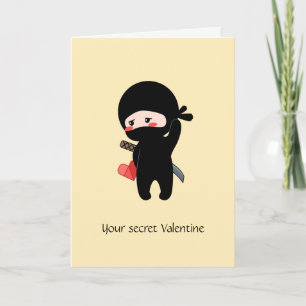Secret Valentine Ninja Origami Paper Heart Yellow Holiday Card