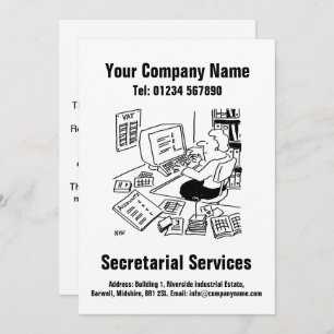 Secretarial Services Cartoon Design Card