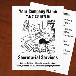 Secretarial Services Cartoon Design Flyer