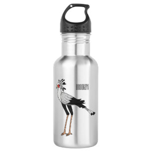 Secretary bird cartoon illustration 532 ml water bottle