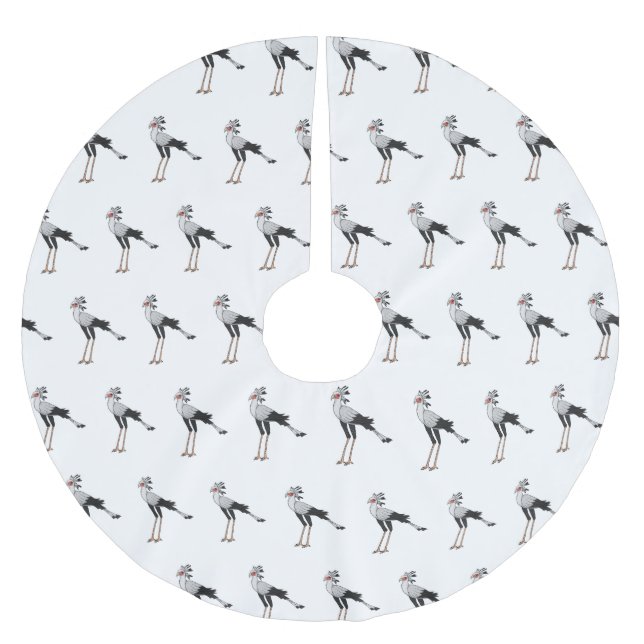 Secretary bird cartoon illustration brushed polyester tree skirt (Front)