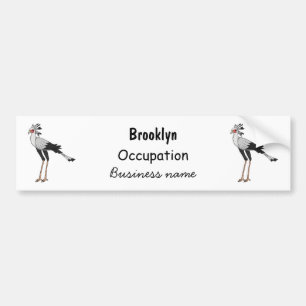 Secretary bird cartoon illustration bumper sticker