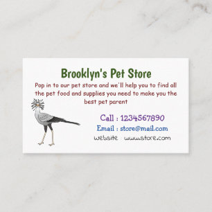 Secretary bird cartoon illustration business card