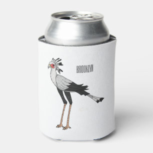 Secretary bird cartoon illustration can cooler