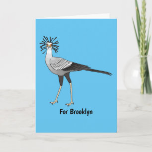 Secretary bird cartoon illustration card