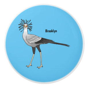Secretary bird cartoon illustration  ceramic knob