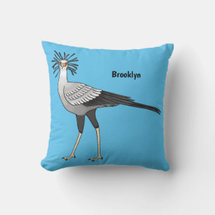Secretary bird cartoon illustration  cushion