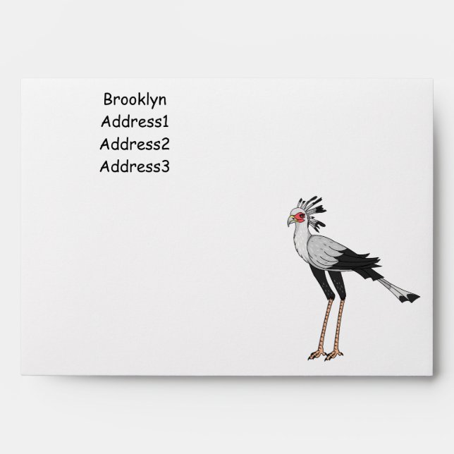 Secretary bird cartoon illustration envelope (Front)
