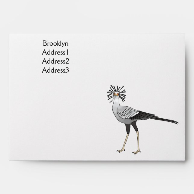 Secretary bird cartoon illustration envelope (Front)