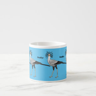 Secretary bird cartoon illustration espresso cup
