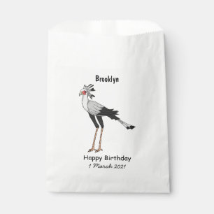 Secretary bird cartoon illustration favour bags