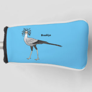 Secretary bird cartoon illustration golf head cover