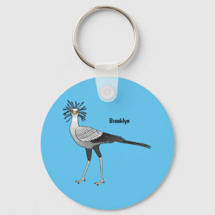 Secretary bird cartoon illustration key ring