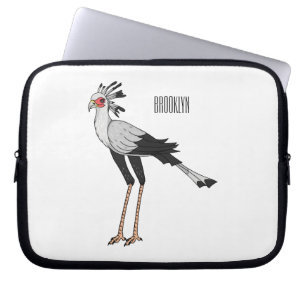 Secretary bird cartoon illustration  laptop sleeve