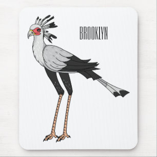 Secretary bird cartoon illustration mouse pad