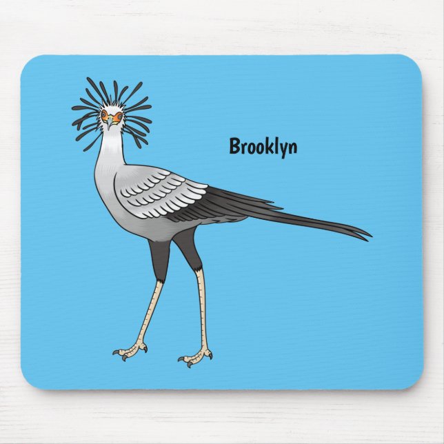Secretary bird cartoon illustration  mouse pad (Front)
