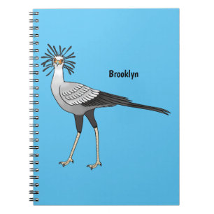 Secretary bird cartoon illustration notebook