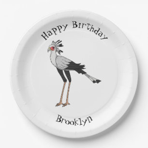 Secretary bird cartoon illustration paper plate