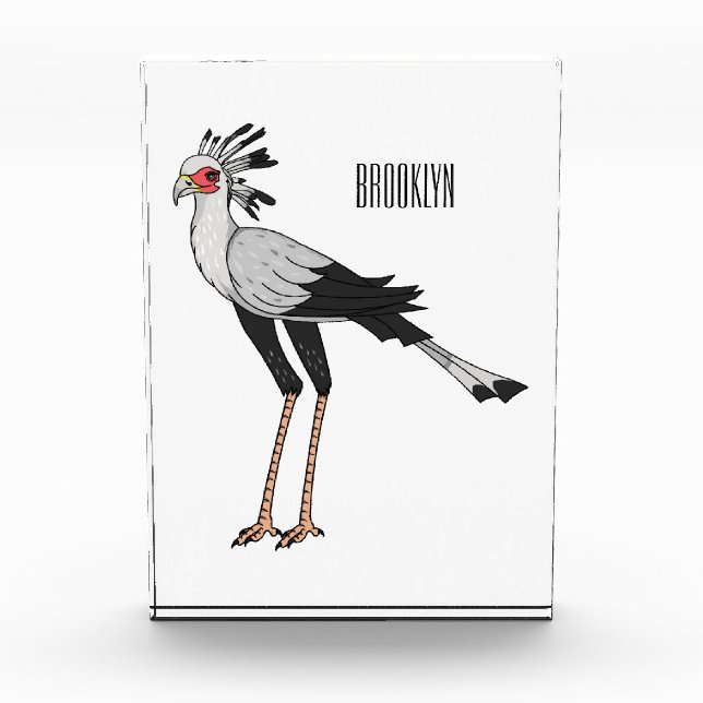 Secretary bird cartoon illustration  photo block (Front)