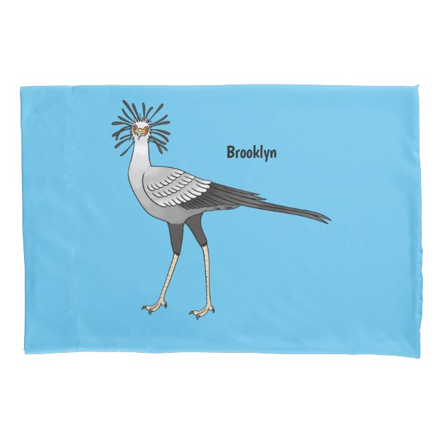 Secretary bird cartoon illustration  pillowcase (Front)