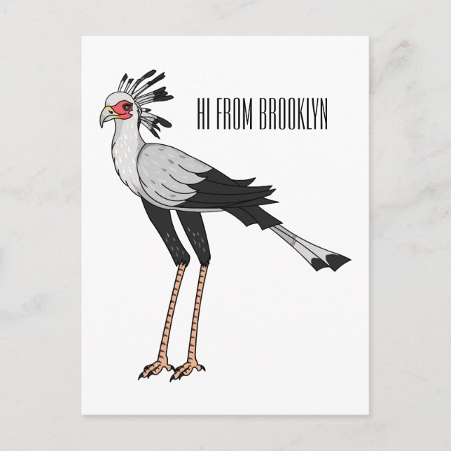 Secretary bird cartoon illustration  postcard (Front)