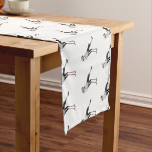 Secretary bird cartoon illustration short table runner